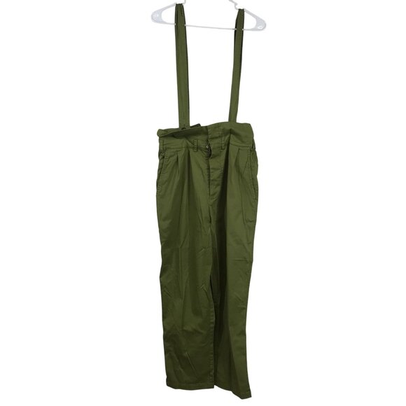 CURRENT AIR - WOMEN'S SMALL -GREEN COTTON BLEND OVERALLS ~ WIDE LEG TROUSERS - Picture 1 of 4